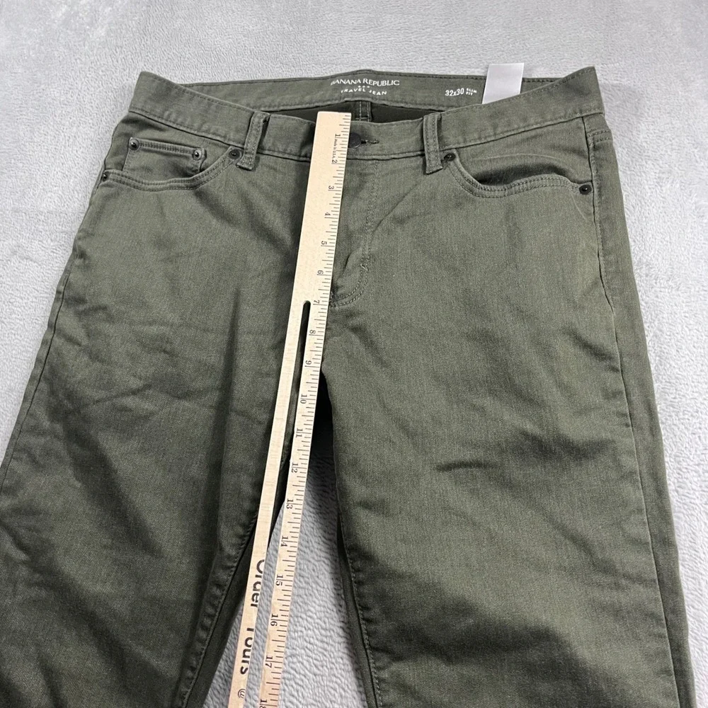 Banana Republic Travel Jean Mens 32x30 Slim Fit Olive Green 5-Pocket Pants